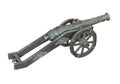 Antique small brass cannon isolated. Royalty Free Stock Photo