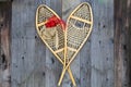 Antique Snowshoes on a Weathered Wood Barn Wall