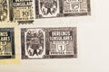 Antique spanish stamps with postmarks. Vintage historic philately. Postal Royalty Free Stock Photo