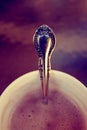 Antique spoon in hot chocolate.