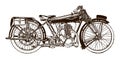 Antique sporty motorcycle in side view