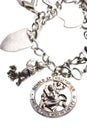 Antique st. christopher medal charm on bracelet Royalty Free Stock Photo