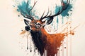 antique stag art drawing handmade nature, Generated ai, generative, ai