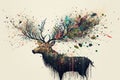 antique stag art drawing handmade nature, Generated ai, generative, ai