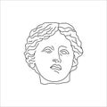 Antique Statue Head in a Minimal Liner Trendy Style. Vector Illustration of the Greek God for Prints on t-Shirts Royalty Free Stock Photo