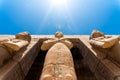 Antique statue in the pillared hall in Luxor in Egypt