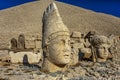 Antique statues on Nemrut mountain, Turkey. The UNESCO World Heritage Site at Mount Nemrut where King Antiochus of Commagene is Royalty Free Stock Photo