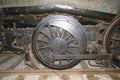 Old steam engine train wheel. Royalty Free Stock Photo