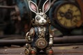 Antique Steampunk Easter rabbit. Generate ai Royalty Free Stock Photo
