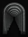 Antique stone arch enfilade isolated on black Royalty Free Stock Photo