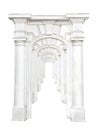 Antique stone arch enfilade isolated on white background Royalty Free Stock Photo