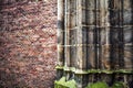 Antique stone column of old church wall as texture close-up. Photo Background Royalty Free Stock Photo