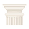 Antique Stone Column or Pillar Element with Capital in Doric Style and Ancient Ornament Vector Illustration Royalty Free Stock Photo