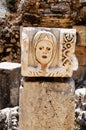 Antique stone mask in theatre Myra. Tutkey. Royalty Free Stock Photo