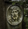 Antique stone statue of Jesus Christ crown of thorns