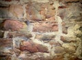 Antique stone wall masonry on a city street Royalty Free Stock Photo