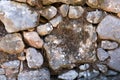 Antique stone wall. Old gray bricks background. Royalty Free Stock Photo