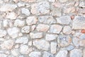 Antique stone wall. Old gray bricks background. Royalty Free Stock Photo