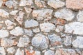 Antique stone wall. Old gray bricks background. Royalty Free Stock Photo