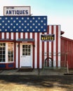 Antique Store with Patriotic Flag and Facade Drytown California