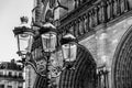 Antique Street Light In Front Of The Notre Dame Cathedral In Paris