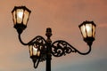Antique street light over sunset in at yogyakartan city Royalty Free Stock Photo