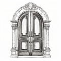 Antique Style Arch Door With White Arches