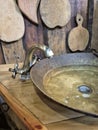 Antique style bronze kitchen sink Royalty Free Stock Photo