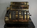 Antique style cash register. Old-time cash register in a shop. Royalty Free Stock Photo