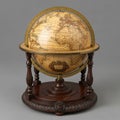 Antique style globe featuring a detailed map with Latin script Royalty Free Stock Photo