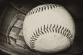 Antique style photograph of baseball and glove Royalty Free Stock Photo