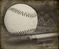 Antique style photograph of baseball and glove Royalty Free Stock Photo