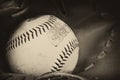 Antique style photograph of baseball and glove Royalty Free Stock Photo