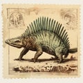 Antique-style Postcard: Dimetrodon Dinosaur With Spikes