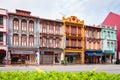 Antique style shophouse building in Chinatown in Singapore