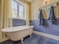 Antique style yellow and blue bathroom