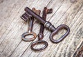 Antique success keys, life coaching concept Royalty Free Stock Photo