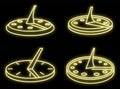 Antique sundial icons set vector neon Royalty Free Stock Photo