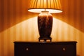 Antique table lamp in the classic English countryside interior decor Royalty Free Stock Photo