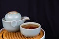 Antique Chinese tea cup set with black background Royalty Free Stock Photo