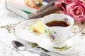 Antique tea cup on the table Royalty Free Stock Photo