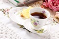 Antique tea cup on the table Royalty Free Stock Photo