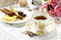 Antique tea cup on the table Royalty Free Stock Photo