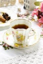 Antique tea cup on the table Royalty Free Stock Photo