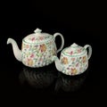 Antique tea set with hand painting. Royalty Free Stock Photo