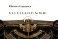 text message - fibonacci sequence. Written with a vintage typewriter. Royalty Free Stock Photo