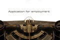 text message - application for employment. Written with a vintage typewriter. Royalty Free Stock Photo