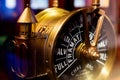 Antique telegraph for sending messages from the ship`s bridge to the engine room Royalty Free Stock Photo