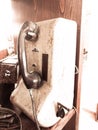 Antique telephone, exhibited inside the Minucciano museum.