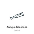 Antique telescope outline vector icon. Thin line black antique telescope icon, flat vector simple element illustration from Royalty Free Stock Photo